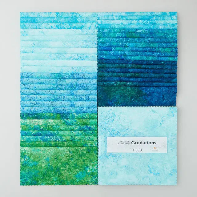 Cotton Pre-Cut Stonehenge Gradations II Peacock Tiles 10" Squares