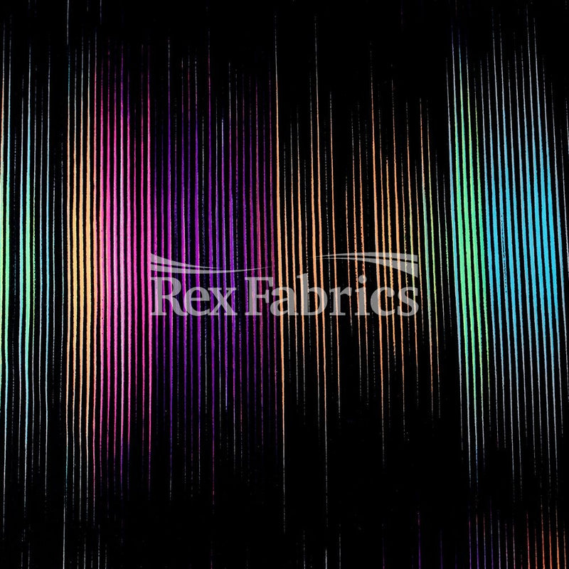 Strata Nylon Spandex Fabric - Multicolor Rainbow Stripes, 58" Width (1 Yard)