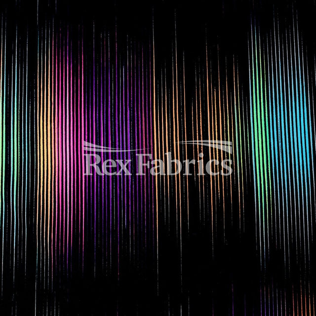 Strata Nylon Spandex Fabric - Multicolor Rainbow Stripes, 58" Width (1 Yard)