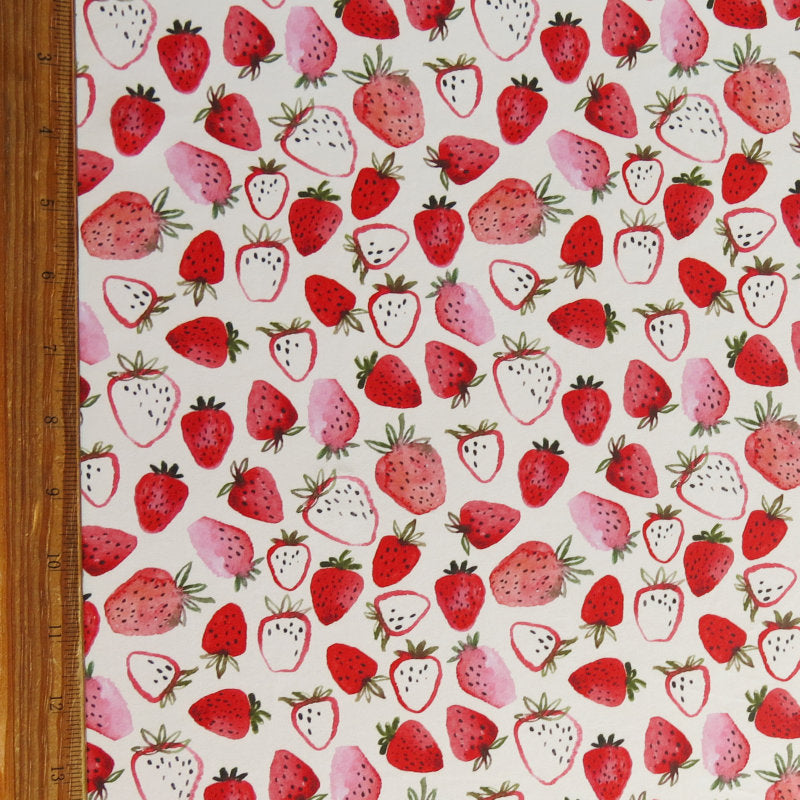 Swim Knit Poly Spandex Strawberries and Creme