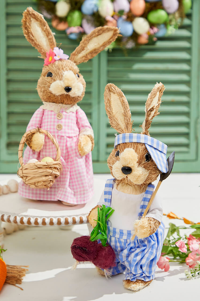 12.5" Gingham Bunny with Eggs