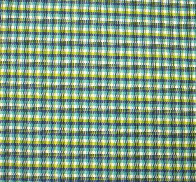 Stretch Plaid D#8000 Polyester Rayon Spandex Fabric - Jade/Blue Plaid, 44/45" Width