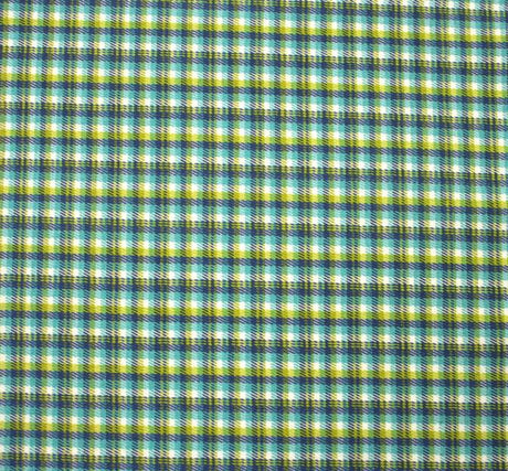 Stretch Plaid D#8000 Polyester Rayon Spandex Fabric - Jade/Blue Plaid, 44/45" Width