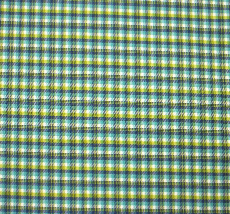 1 Yard Medium Weight Plaid Stretch Fabric Jade/Blue 44/45" Wide Apparel Use