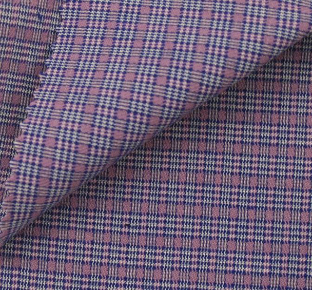 1 Yard  Lilac Blue Stretch Plaid Suiting Fabric 44/45" Wide for Pants & Dresses