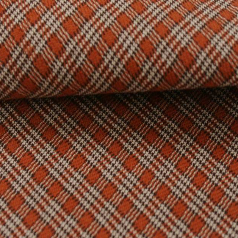 1 Yard Orange/Brown Stretch Plaid Fabric 44/45" Wide Medium Weight Apparel Material