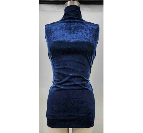Stretch Velvet Crushed Navy Polyester Spandex Fabric - Navy, Crushed Velvet, 58/60" Width