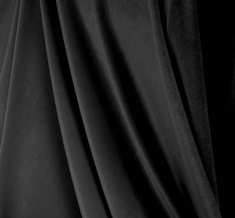 Stretch Velvet Solid Black 90/10 Stretch Velvet Fabric - Black, Solid, 58/60" Width