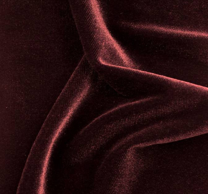 Stretch Velvet Solid Burgundy Polyester Spandex Fabric - Burgundy, Solid, 58/60" Width