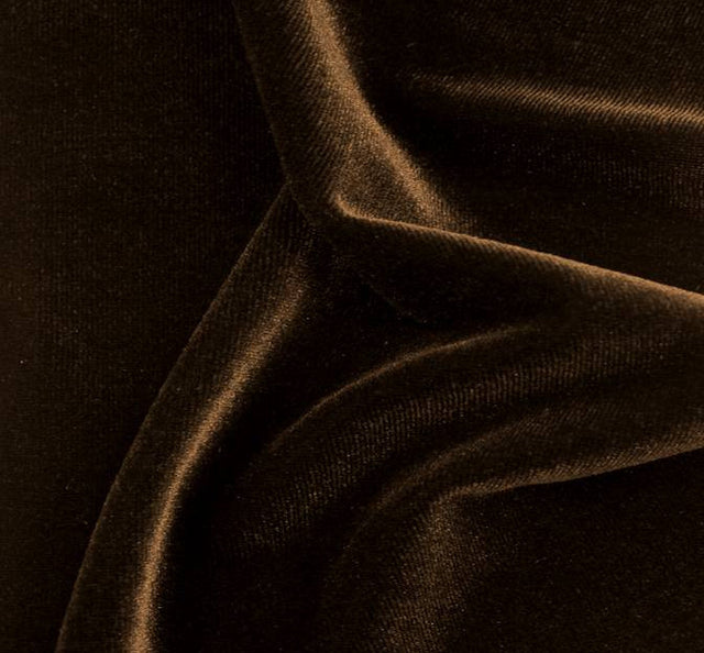 Stretch Velvet Solid Chocolate Polyester Spandex Fabric - Chocolate, Solid, 58/60" Width