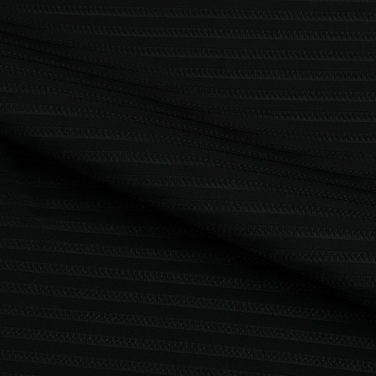 Stripe Jacquard Stretch Mesh Polyester Spandex Fabric - Black, White Stripe, 58" Width (1 Yard)