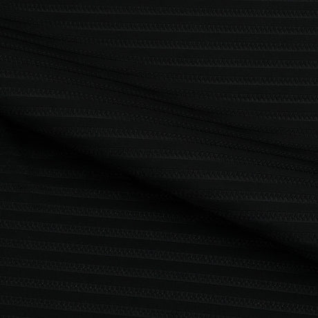 Stripe Jacquard Stretch Mesh Polyester Spandex Fabric - Black, White Stripe, 58" Width (1 Yard)