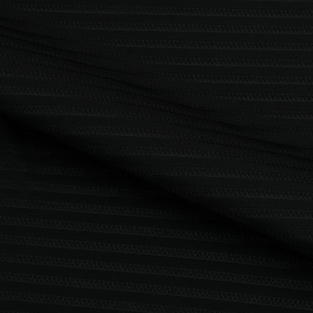 Stripe Jacquard Stretch Mesh Polyester Spandex Fabric - Black, White Stripe, 58" Width (1 Yard)