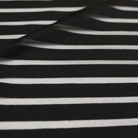 Striped Stretch Mesh Fabric - Black/White, White, Black/Black, Kelly, Navy, Red, 56/58" Width, 185 Gsm (1 Yard)