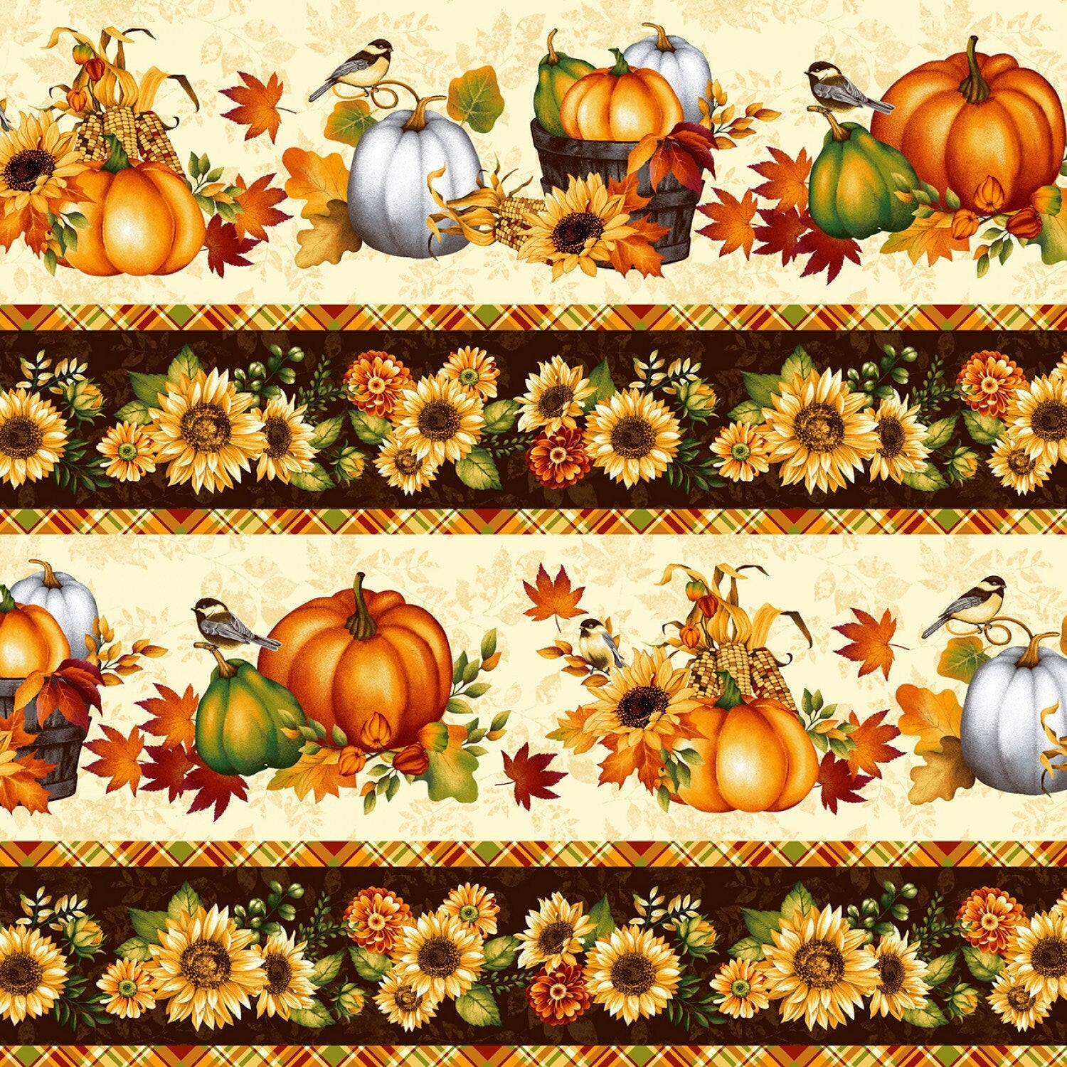 Quilting Cotton Seeds of Gratitude Border Stripe Fall Studio E