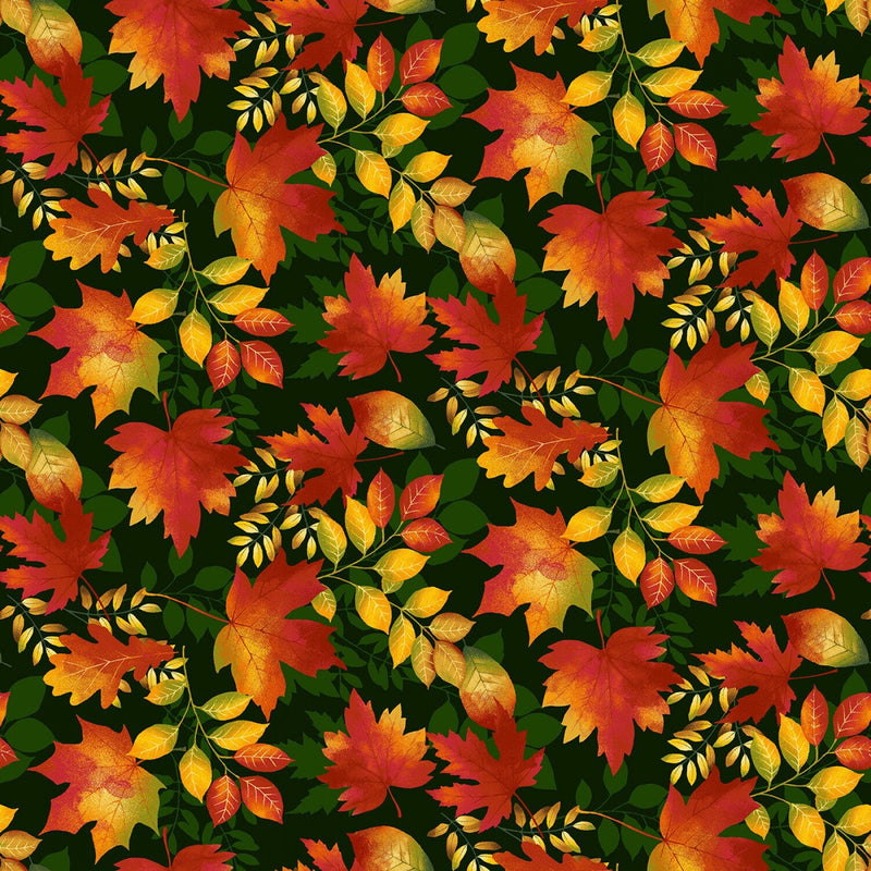 Quilting Cotton Forest Leaves Studio E Seeds of Gratitude