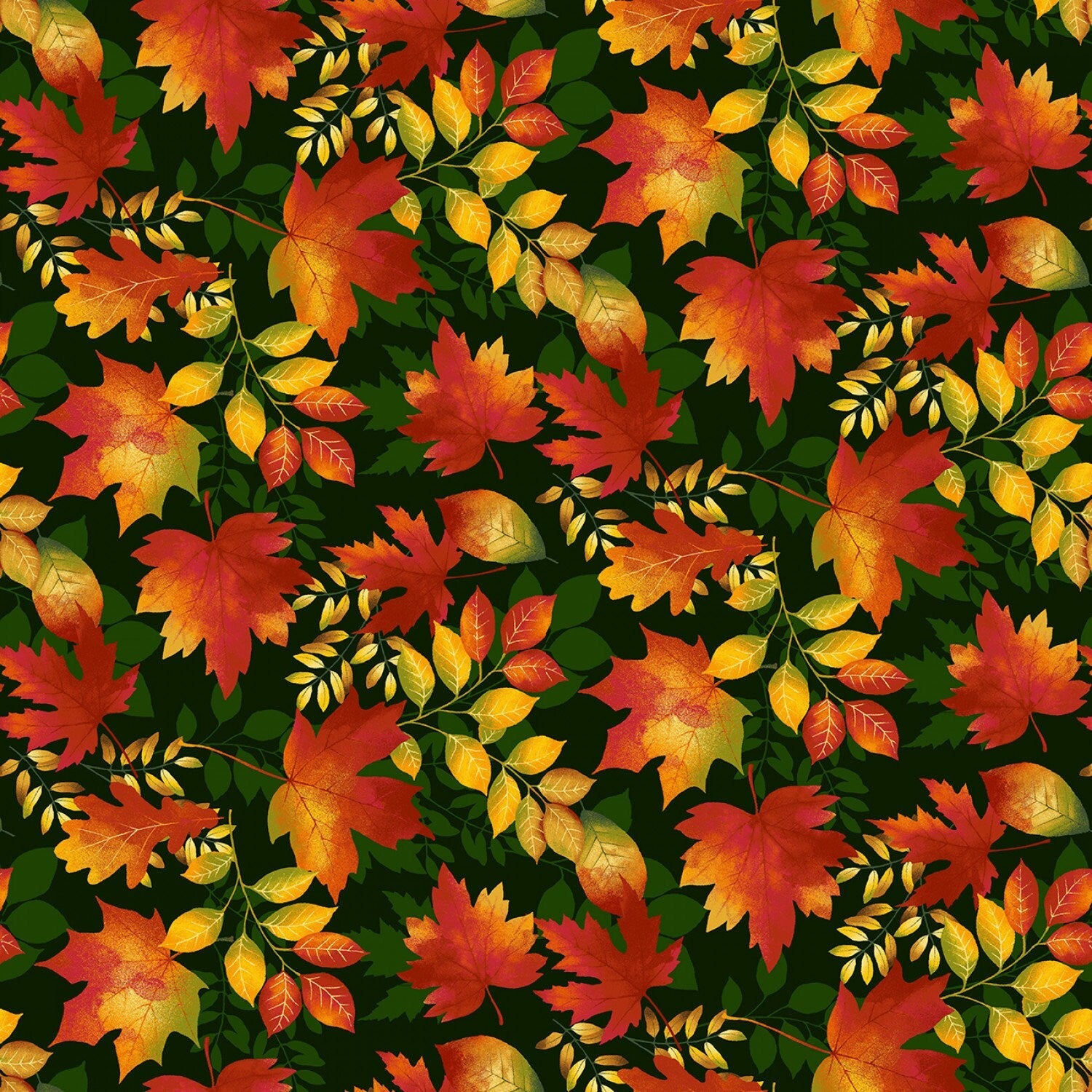 Quilting Cotton Forest Leaves Studio E Seeds of Gratitude