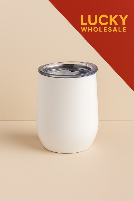 Sublimation Wine Cup White Double Wall Insulated Tumbler - White, 12 Ounce, With Box And Slider Lid (1 Unit)