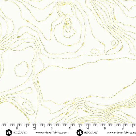 Cotton Print Sun Print Whisper Chartreuse Topography Fabric