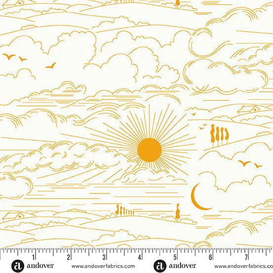 Cotton Print Fabric Sun Print Whisper Marigold Dwell 44/45