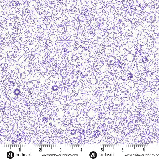 Cotton Print Sun Print Whisper Violet Woodland Fabric 44/45