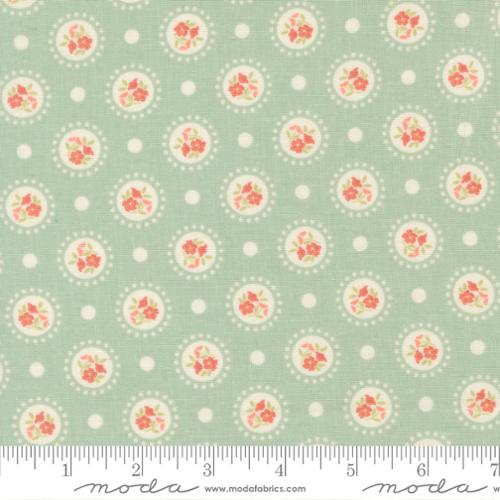 Cotton Print Sunbonnet Dusty Blue Flower Dots Fabric