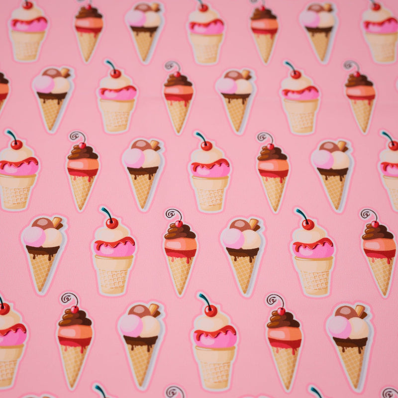 Sundae Fun Day Nylon Spandex Fabric - Blue Multi Color Print, 55/56" Width (1 Yard)