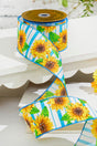 2.5" x 10 Yards Blue Sunflower Ribbon