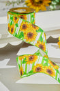 2.5" x 10 Yard Green Sunflower Ribbon