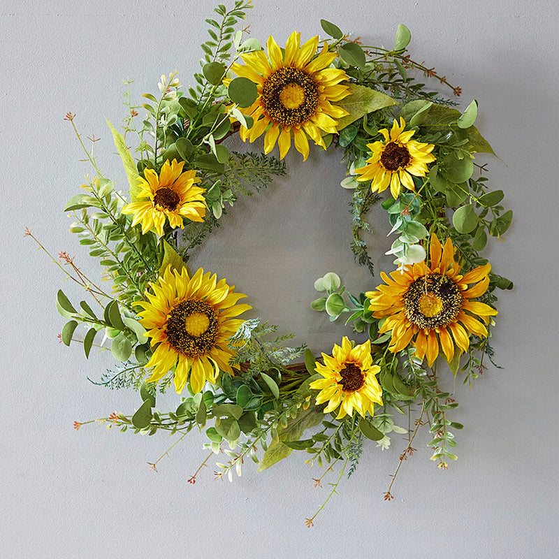 24 Inch Sunflower Mixed Wreath Decorative Spring Summer Floral Door Wall Wreath