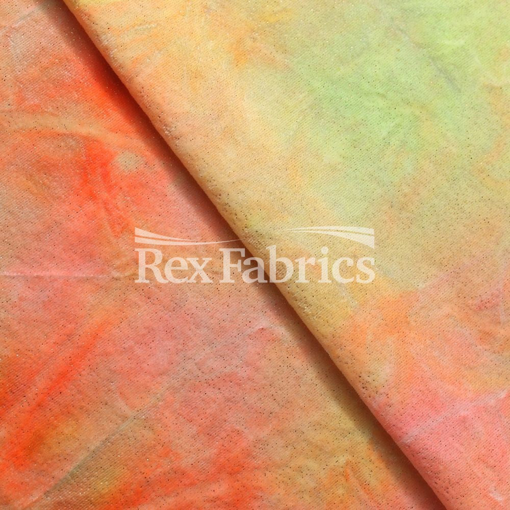 Crushed Tie Dye Velvet Polyester Spandex Velvet Fabric - Assorted Colors, Crushed Tie-Dye, 58/60" Width (1 Yard)