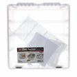 Plastic Storage Box Super Satchel Deluxe Double Deep With Removable Dividers Clear 15.25in x 14in x 6.25in