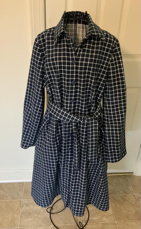 Flannel Fabric Super Snuggle Navy Windowpane Plaid 100% Cotton