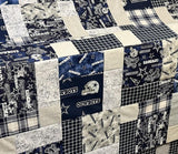 Flannel Fabric Super Snuggle Navy Windowpane Plaid 100% Cotton
