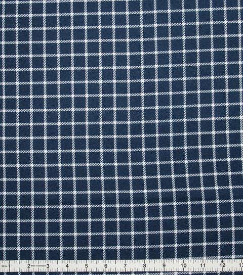 Flannel Fabric Super Snuggle Navy Windowpane Plaid 100% Cotton