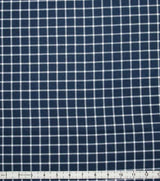Flannel Fabric Super Snuggle Navy Windowpane Plaid 100% Cotton