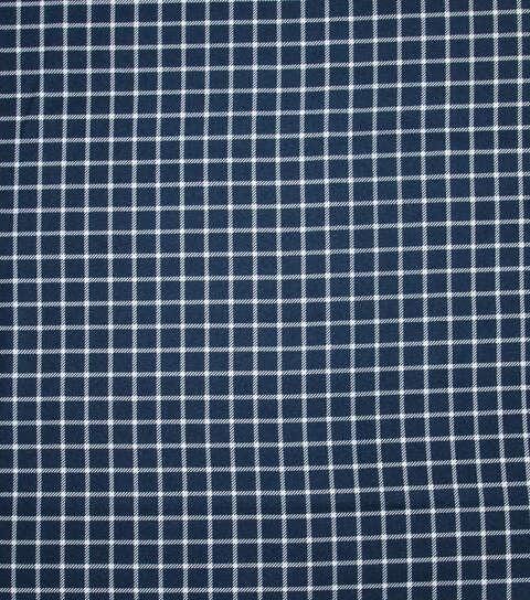 Flannel Fabric Super Snuggle Navy Windowpane Plaid 100% Cotton
