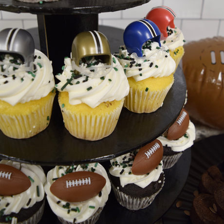 Assorted Cupcake/Cake Decorating Toppers, Football Helmets, Set of 12, Football Stickers, Set of 30, Football Cupcake Rings, Set of 12 - (Total 54)