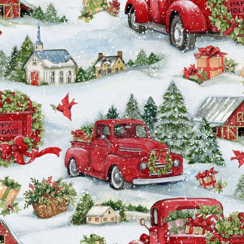 Quilting Cotton Susan Winget Christmas Wreath Barn