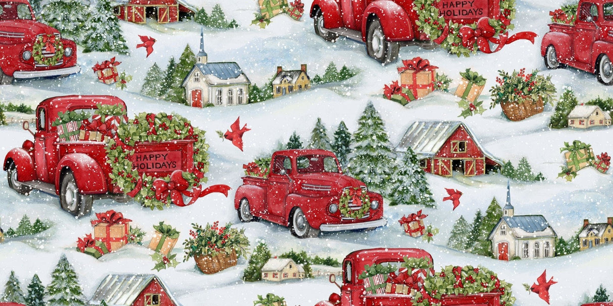 Quilting Cotton Susan Winget Christmas Wreath Barn