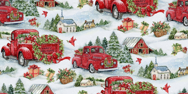 Quilting Cotton Susan Winget Christmas Wreath Barn