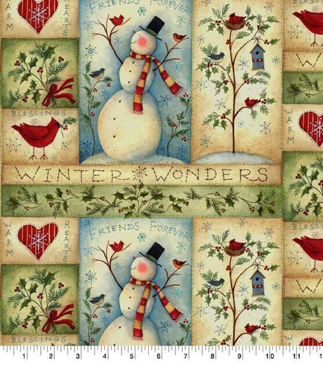 Quilting Cotton Susan Winget Friends Forever & Snowmen Christmas Fabric 100% Cotton