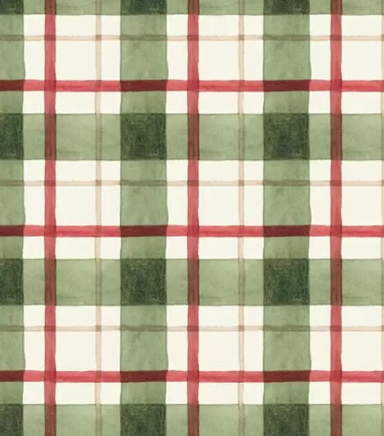 Quilting Cotton Susan Winget Green Plaid Christmas Fabric 100% Cotton