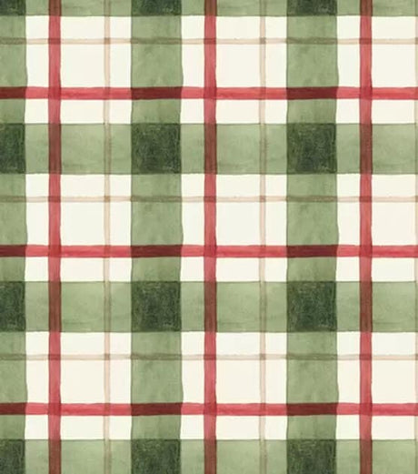 Quilting Cotton Susan Winget Green Plaid Christmas Fabric 100% Cotton