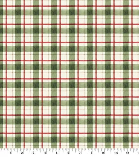 Quilting Cotton Susan Winget Green Plaid Christmas Fabric 100% Cotton
