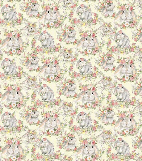 Quilting Cotton Hello Spring Bunny Easter Fabric