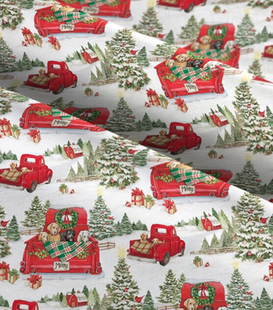 Quilting Cotton Riding Dogs Christmas Susan Winget
