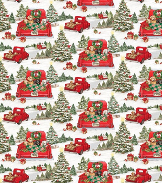 Quilting Cotton Riding Dogs Christmas Susan Winget