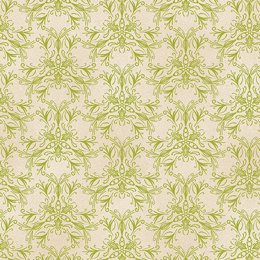 Cotton Quilting Fabric Swarm Lime/Ivory Ground Works 44/45"