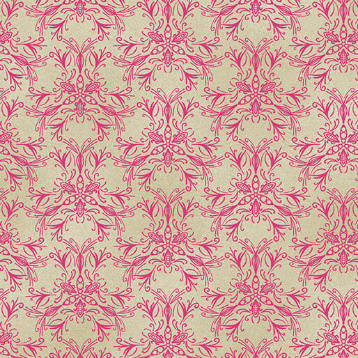 Cotton Quilting Fabric Swarm Pink/Sand Ground Works 44/45"